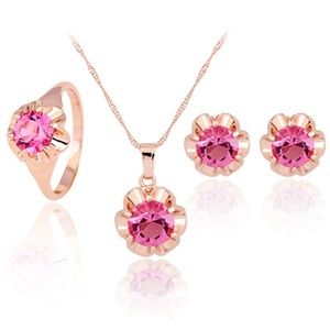 Rose Gold Flower Jewelry Set